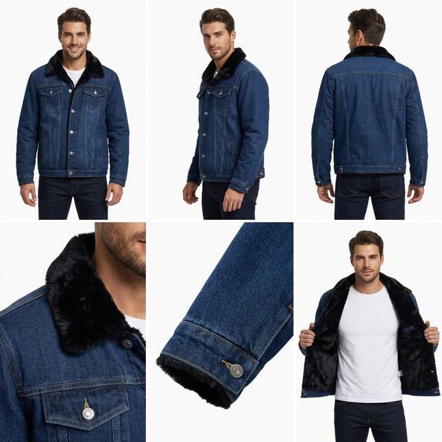 Hermosa Chaqueta Jean Forrada Con Chiporro Negro