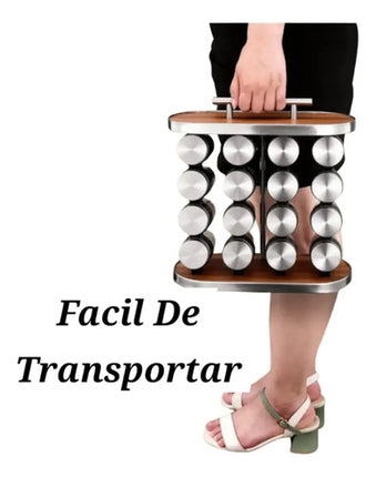Set 16 Especiero Organizador De Especias Incluye 16 Jarros