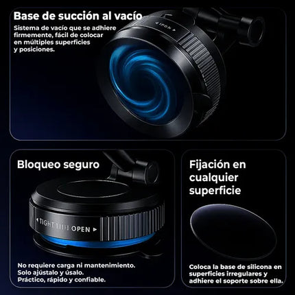 Soporte Magnético Celular Sansa Con Succión Para Auto Y Escritorio Negro