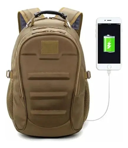 Hermosa Mochila De Viaje Tactica 40lt Puerto Usb Y Audifonos