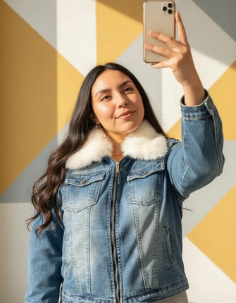 Chaqueta Jeans Parka Casaca Denim Vaquera Forrada Con Chiporro Con Cuello Desmontable