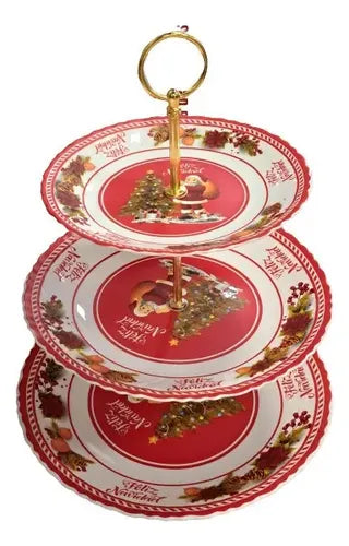 12 Plato Hecho De Porcelana Fina Con Diseño Navideño H.feliz