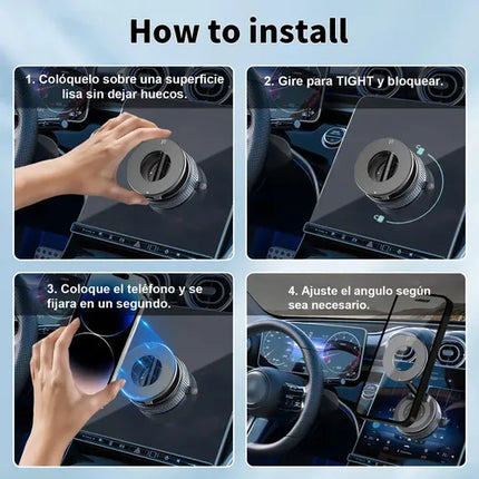 Toneof Soporte Magnético Para Teléfono Celular Mini Soporte De Coche Con Vacío Adsorción Y