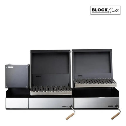 Pack Leñero + 2 Parrillas Block 500 Acero Inoxidable