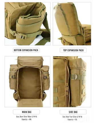 Mochila Oxford Viaje Táctica Militar Rifle Francotirador 80l