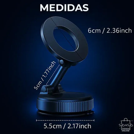 Soporte Magnético Celular Sansa Con Succión Para Auto Y Escritorio Negro