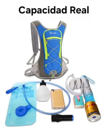 Hermosa Mochila De Viaje Hergonomica 8 Lt Con Bolso 2 Litros