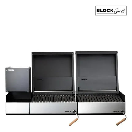 Pack Leñero + 2 Parrillas Block 500 Acero Inoxidable