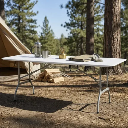 Mesa Plegable Tipo Maleta Rectangular Acero 75x74x244 Cm