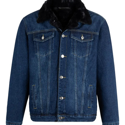 Hermosa Chaqueta Jean Forrada Con Chiporro Negro