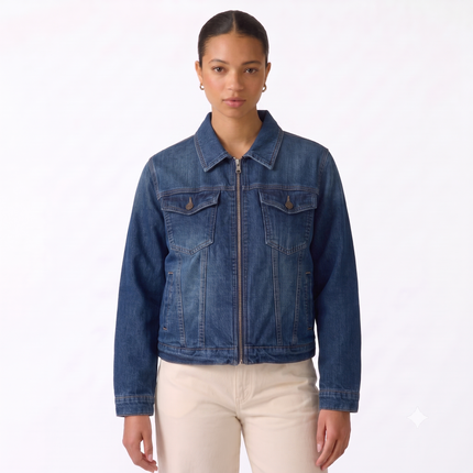 Chaqueta Jeans Parka Casaca Denim Vaquera Forrada Con Chiporro Con Cuello Desmontable