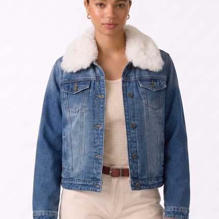 Chaqueta Jeans Parka Casaca Denim Vaquera Forrada Chiporro Ultra Suave Con Cuello Desmontable