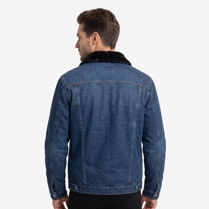 Hermosa Chaqueta Jean Forrada Con Chiporro Negro
