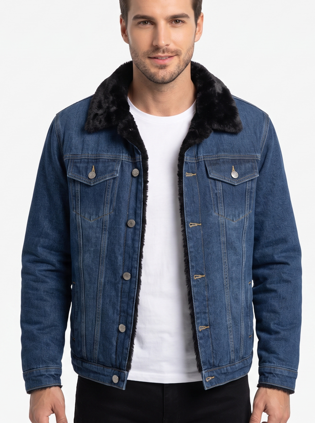 Hermosa Chaqueta Jean Forrada Con Chiporro Negro