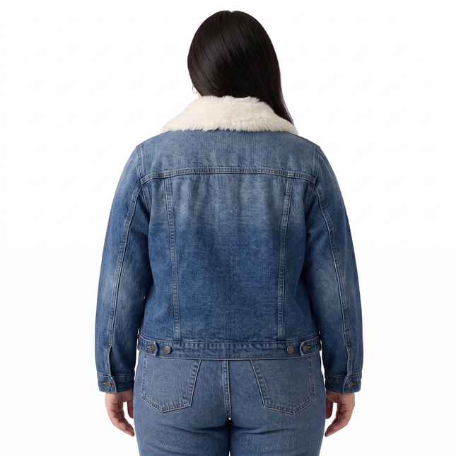 Chaqueta Jeans Parka Casaca Denim Vaquera Forrada Chiporro Ultra Suave Con Cuello Desmontable