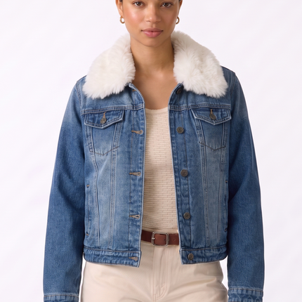 Chaqueta Jeans Parka Casaca Denim Vaquera Forrada Chiporro Ultra Suave Con Cuello Desmontable