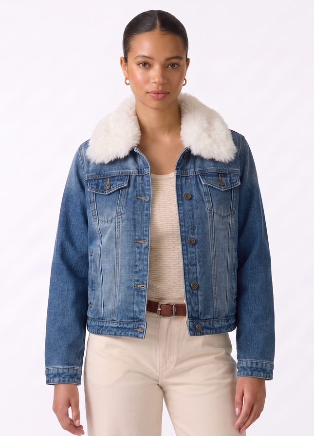 Chaqueta Jeans Parka Casaca Denim Vaquera Forrada Chiporro Ultra Suave Con Cuello Desmontable