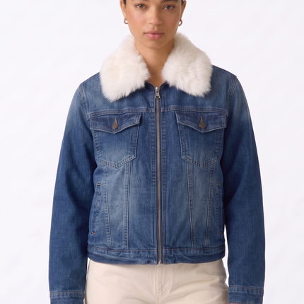Chaqueta Jeans Parka Casaca Denim Vaquera Forrada Con Chiporro Con Cuello Desmontable