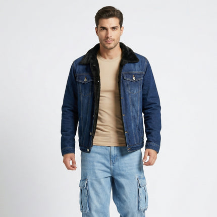 Hermosa Chaqueta Jean Forrada Con Chiporro Negro