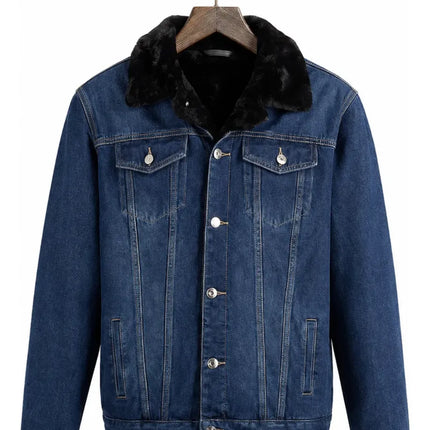 Hermosa Chaqueta Jean Forrada Con Chiporro Negro