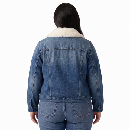 Chaqueta Jeans Parka Casaca Denim Vaquera Forrada Con Chiporro Con Cuello Desmontable