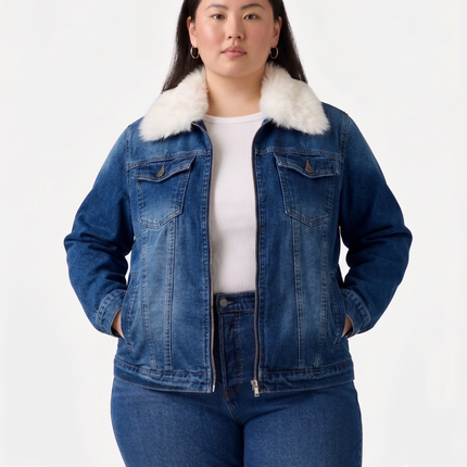 Chaqueta Jeans Parka Casaca Denim Vaquera Forrada Con Chiporro Con Cuello Desmontable