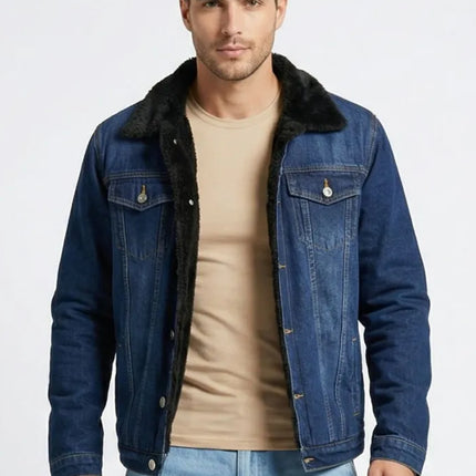 Hermosa Chaqueta Jean Forrada Con Chiporro Negro