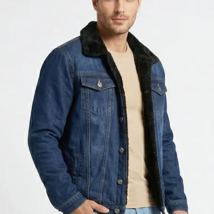 Hermosa Chaqueta Jean Forrada Con Chiporro Negro