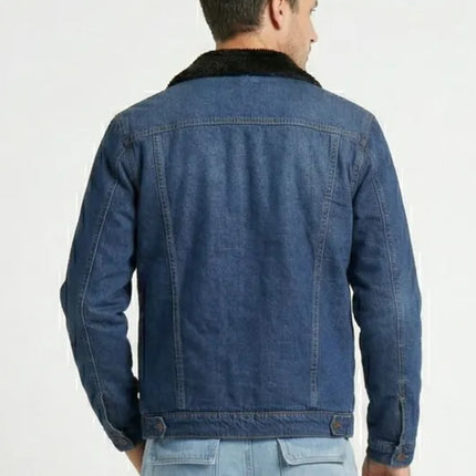 Hermosa Chaqueta Jean Forrada Con Chiporro Negro